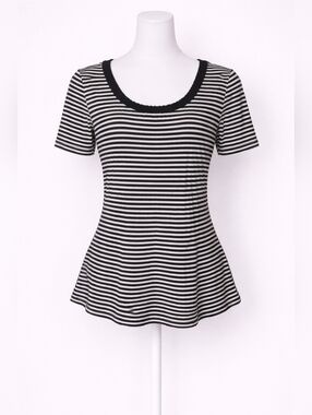 Xhilaration Y2K Striped Black and White Cap Sleeve Top